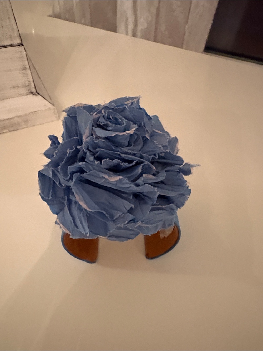 Tasha Blue Fabric Flower Cuff Bracelet